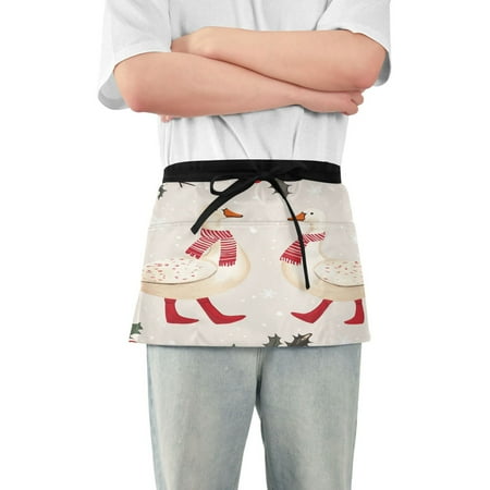 

Yayeee Waist Apron with Pockets for Cooking Waterproof Half Server Aprons Winter Geese