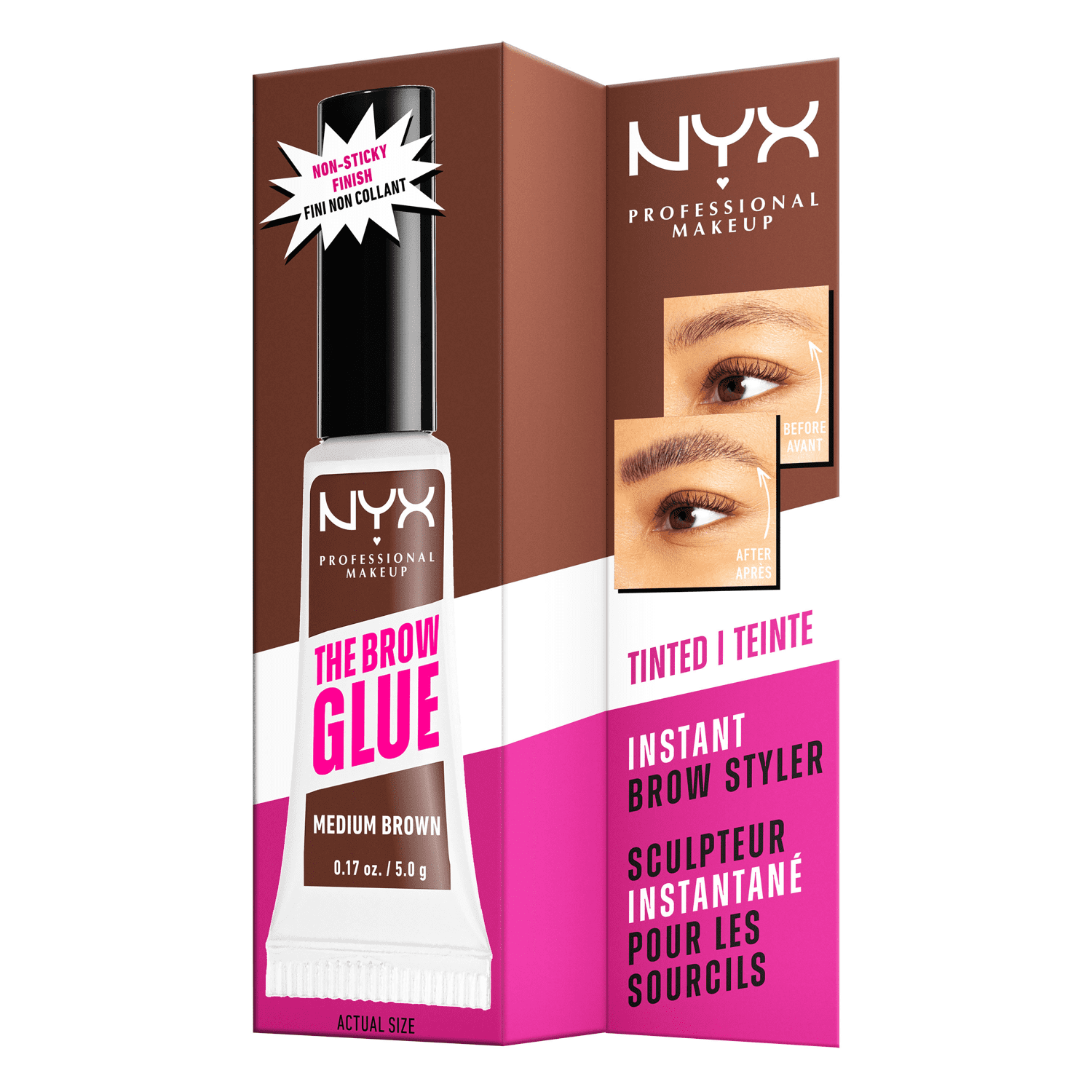 NYX Professional Makeup The Brow Hold Gel, Brown Tinted Dark Eyebrow Glue, Extreme