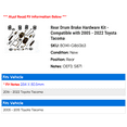 thumbnail image 2 of Rear Drum Brake Hardware Kit - Compatible with 2005 - 2022 Toyota Tacoma 2006 2007 2008 2009 2010 2011 2012 2013 2014 2015 2016 2017 2018 2019 2020 2021, 2 of 2