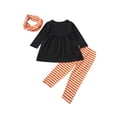 thumbnail image 3 of Liacowi Toddler Baby Girls Halloween Outfits Long Sleeve Tunic Dress Tops Pants Scarf Clothes, 3 of 9