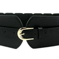 thumbnail image 4 of Women Wide Stretchy Belt with Buckle Retro Waist Belts for Dress Blouse Coat Black, 4 of 8