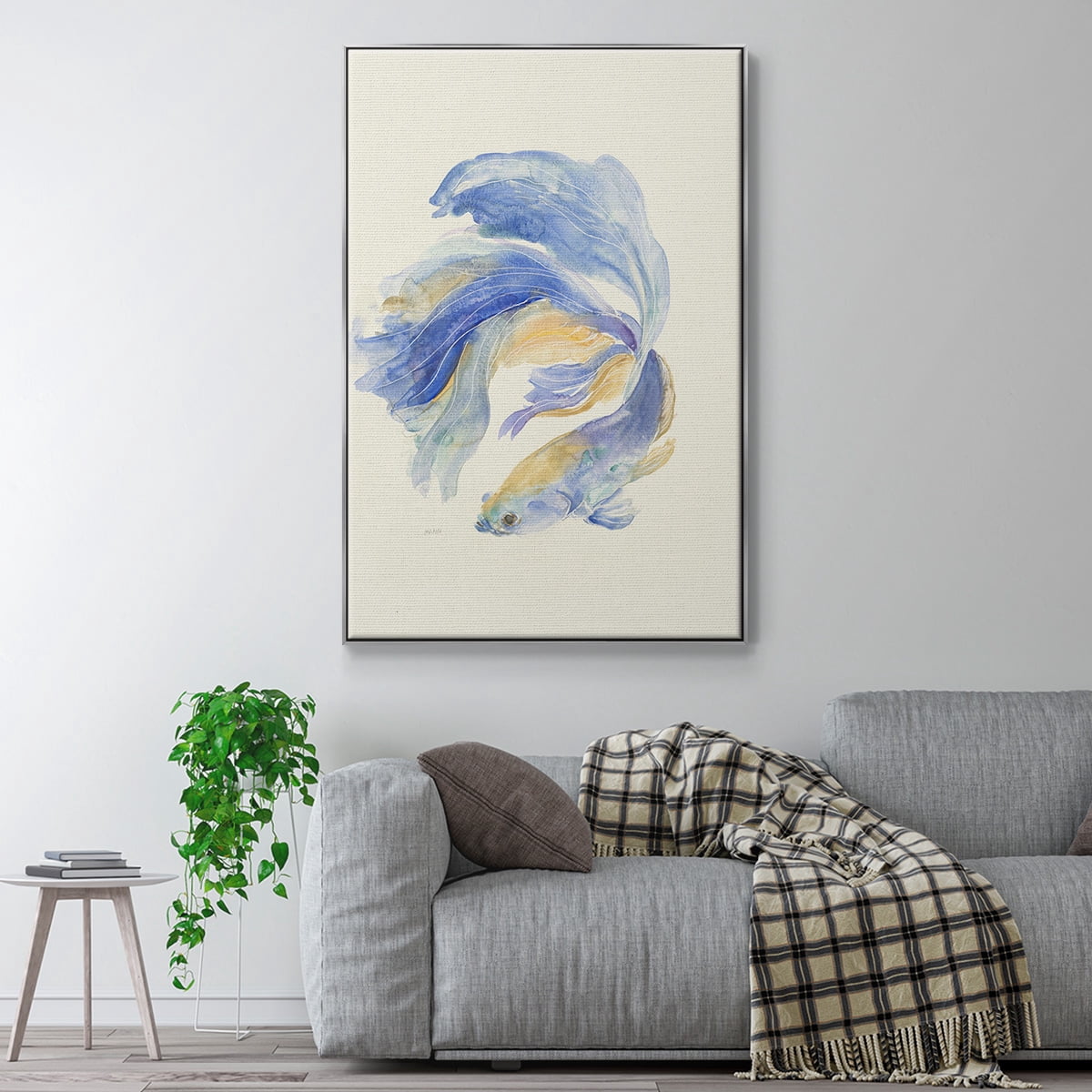 Betta II Framed Premium Gallery Wrapped Canvas - Ready to Hang - 25 x 37 - Silver Floating Frame