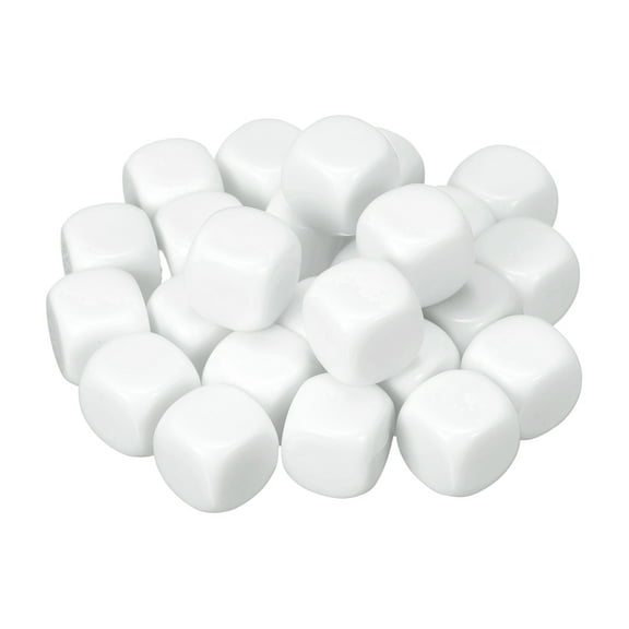 20Pack Acrylic Blank Dice, 14mm/0.55" Acrylic Rounded Corner Six Sided Blank White Dice Blocks with Smoothed Surface for Board Games Party Fun