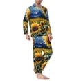 thumbnail image 2 of Sikiie Starry Sky Sunflower Mens Pajama Set, Soft Warm Long Sleeve Sleepwear, Cozy Button-Down Pjs for Men-XX-Large, 2 of 7