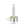 thumbnail image 2 of Uxcell 0.39'' Tapa decorativa de tornillo para espejo, tapa de clavo de acero inoxidable tono plateado, 4 piezas, 2 of 5