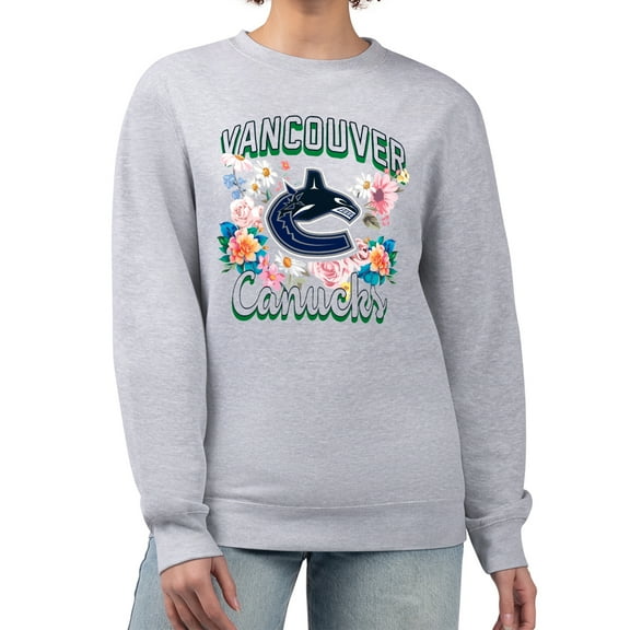 Women's G-III 4Her by Carl Banks Heather Gray Vancouver Canucks Flower Logo Pullover Sweatshirt