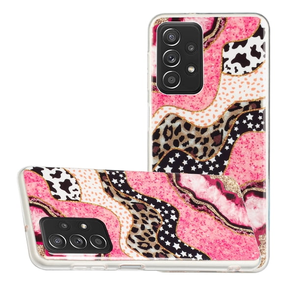 for Galaxy A53 5G 6.5" 2022 Case, Slim Flexible TPU Fashion Shell Pattern Durable Shockproof Protective Case for A53 5G Ladies Girls Women Men, Purple Cow