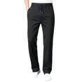 thumbnail image 3 of Blekii Men's Stretch Dress Pants, Loose Straight Leg Casual Trousers for Office, Breathable Summer Business Pants, Elastic Waist for Comfort, Smart Casual Bottoms for Work Or Formal Events Black, 3 of 9