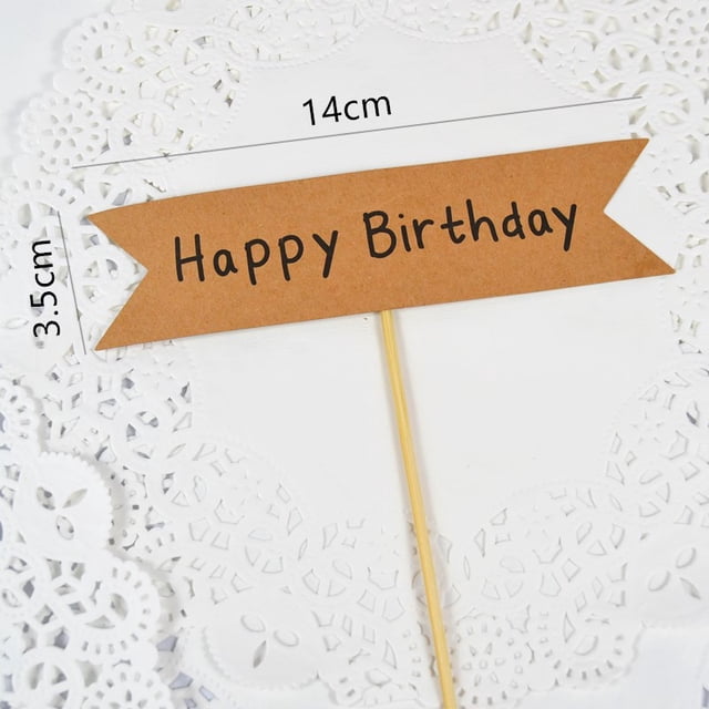 Tarjeta de felicitación de cumpleaños con forma de pastel, estilo retro, cuadrada, de papel Kraft, estilo fresco y pequeño, con decoración enchufable
