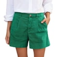 thumbnail image 2 of Cotton Linen Shorts for Women Summer Casual Lightweight Wide Straight Leg Loose Work Shorts with Pockets, 2 of 4