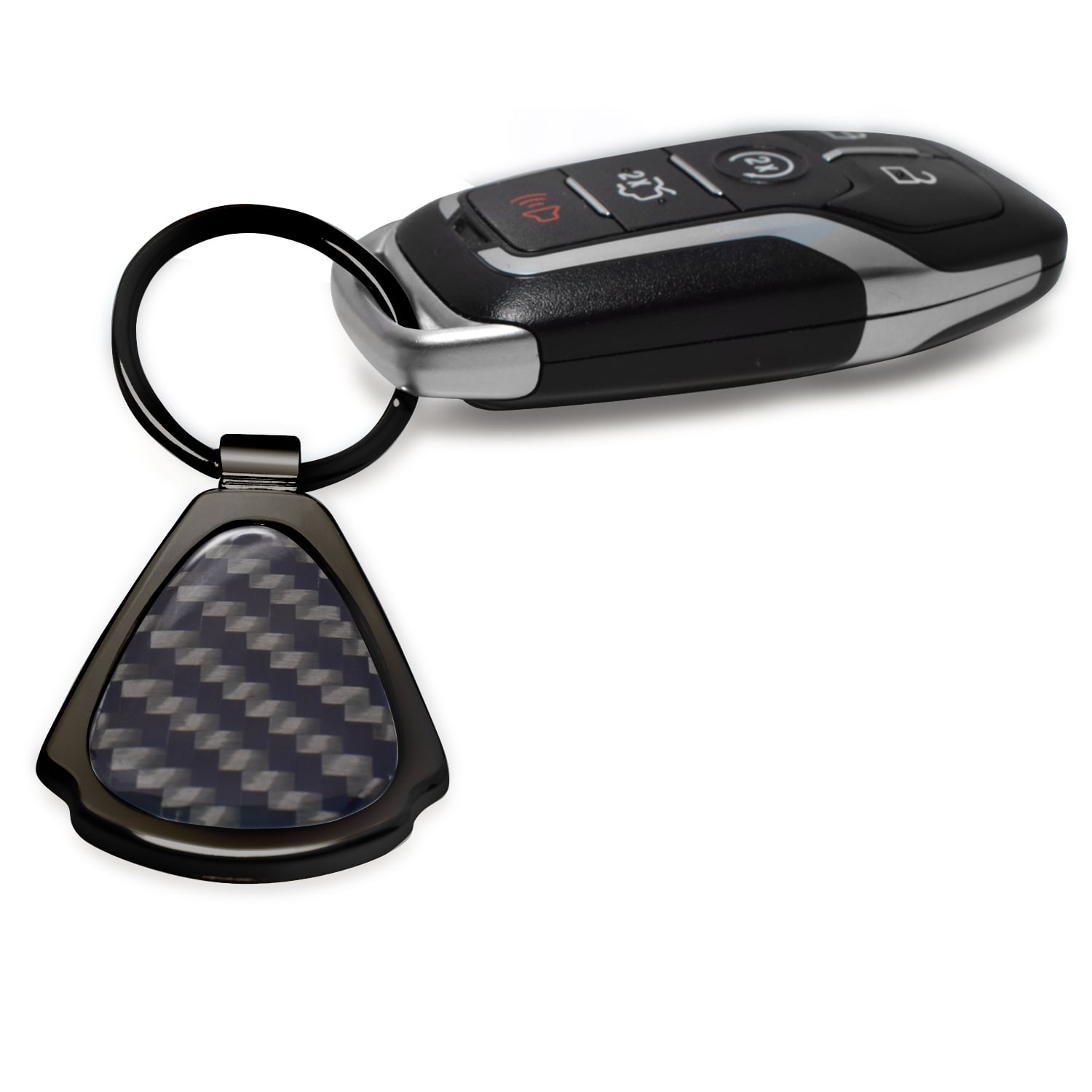 iPick Image for Chevrolet Corvette C7 Real Black Carbon Fiber Gunmetal Black Teardrop Key Chain, Official Licensed