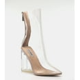 thumbnail image 2 of CAPE ROBBIN Crystal Glaze Womens Perspex Lucite Clear Pointy Toe Chunky Heel Ankle Boots, 2 of 7