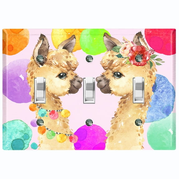 Metal Light Switch Plate Outlet Cover (Llama Love LLA001)