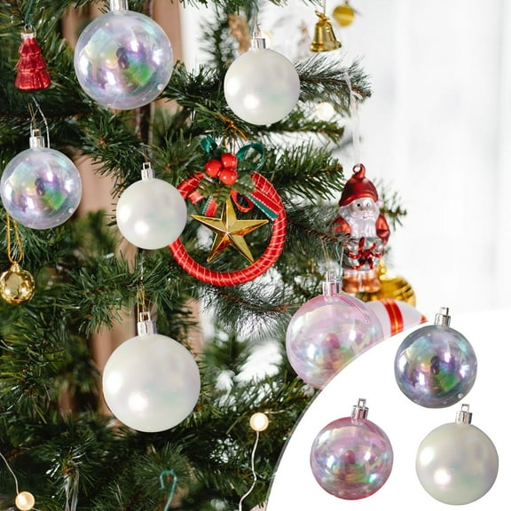Iridescent Ball Christmas Ornament, 3.5cm/1.38inch Plastic Clear Hanging Christmas Tree Ornaments for DIY Crafts Home Party Birthday Decor
