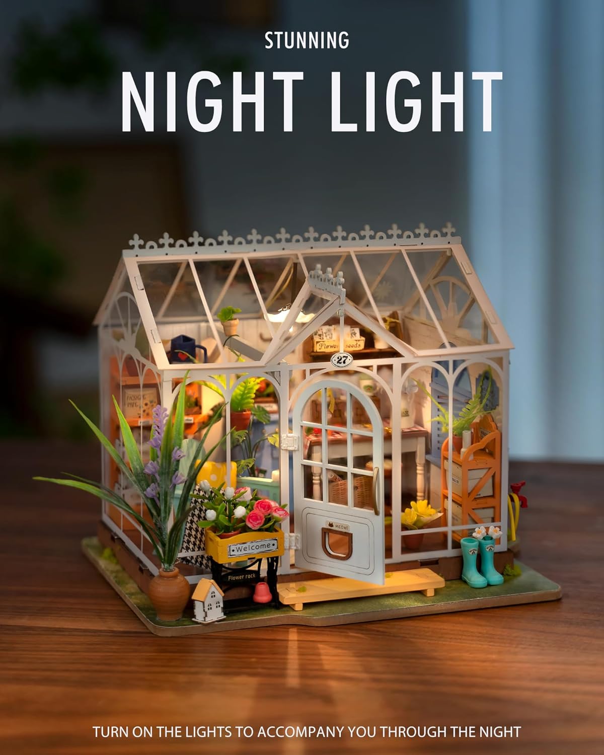 ROBOTIME DIY Miniature House Kit-Dreamy Garden House,Mini Wooden Dollhouse Craft Kits for Home Decor,Tiny Home Building Sets Gifts for Adults/Teens