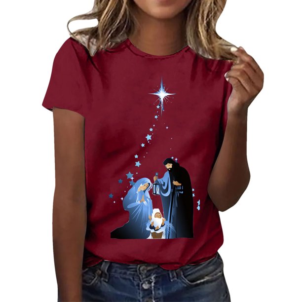Gibobby Blusa Casual de Mujer Camiseta gráfica para mujer, divertida camiseta manga corta con cuello redondo para ver películas, blusa(Vino,XL)