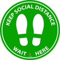 thumbnail image 1 of Pro-Graphx Social Distancing Floor Decal Stickers 7" - 10 Decals of 6 Feet Specialized Sticker Markers, for Crowd Control Guidance, Grocery, Pharmacy, Bank, and Lab. Stand Decal (10) - Green, 1 of 3
