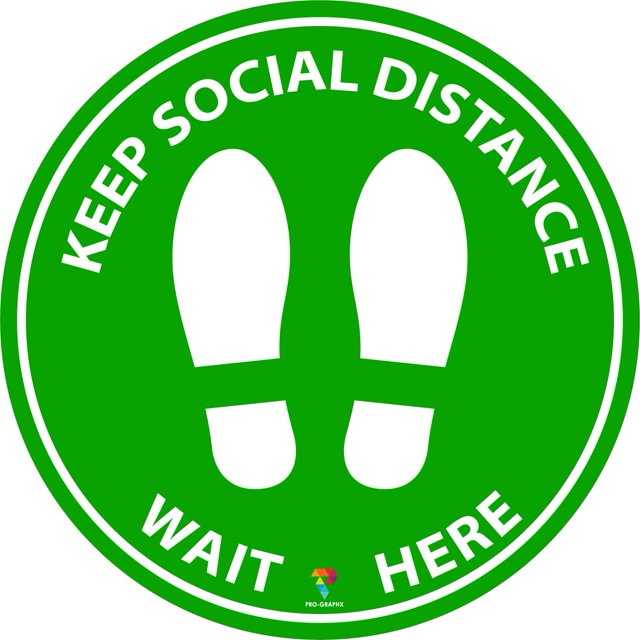 Pro-Graphx Social Distancing Floor Decal Stickers 7" - 10 Decals of 6 Feet Specialized Sticker Markers, for Crowd Control Guidance, Grocery, Pharmacy, Bank, and Lab. Stand Decal (10) - Green