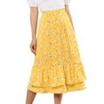 thumbnail image 1 of Falmidi fluicon dobladillo con volantes escalonados y cintuelástiestampapamujer Amarillo-Floral M, 1 of 7