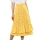 thumbnail image 1 of Falmidi fluicon dobladillo con volantes escalonados y cintuelástiestampapamujer Amarillo-Floral M, 1 of 7