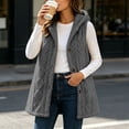 thumbnail image 2 of Diufon Fleece Vest Women Sleeveless Button Down Flannel Hooded Cardigan Fall Winter Thickened Warm Outerwear, 2 of 10