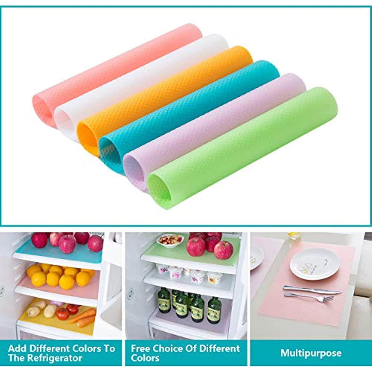 Refrigerator Mat, Washable Refrigerator Mat, Refrigerator Mat, Easy To Clean Shelf Mat, Cuttable Kitchen Cabinet Shelf Mat, Non Adhesive Drawer Table Mat (Color)