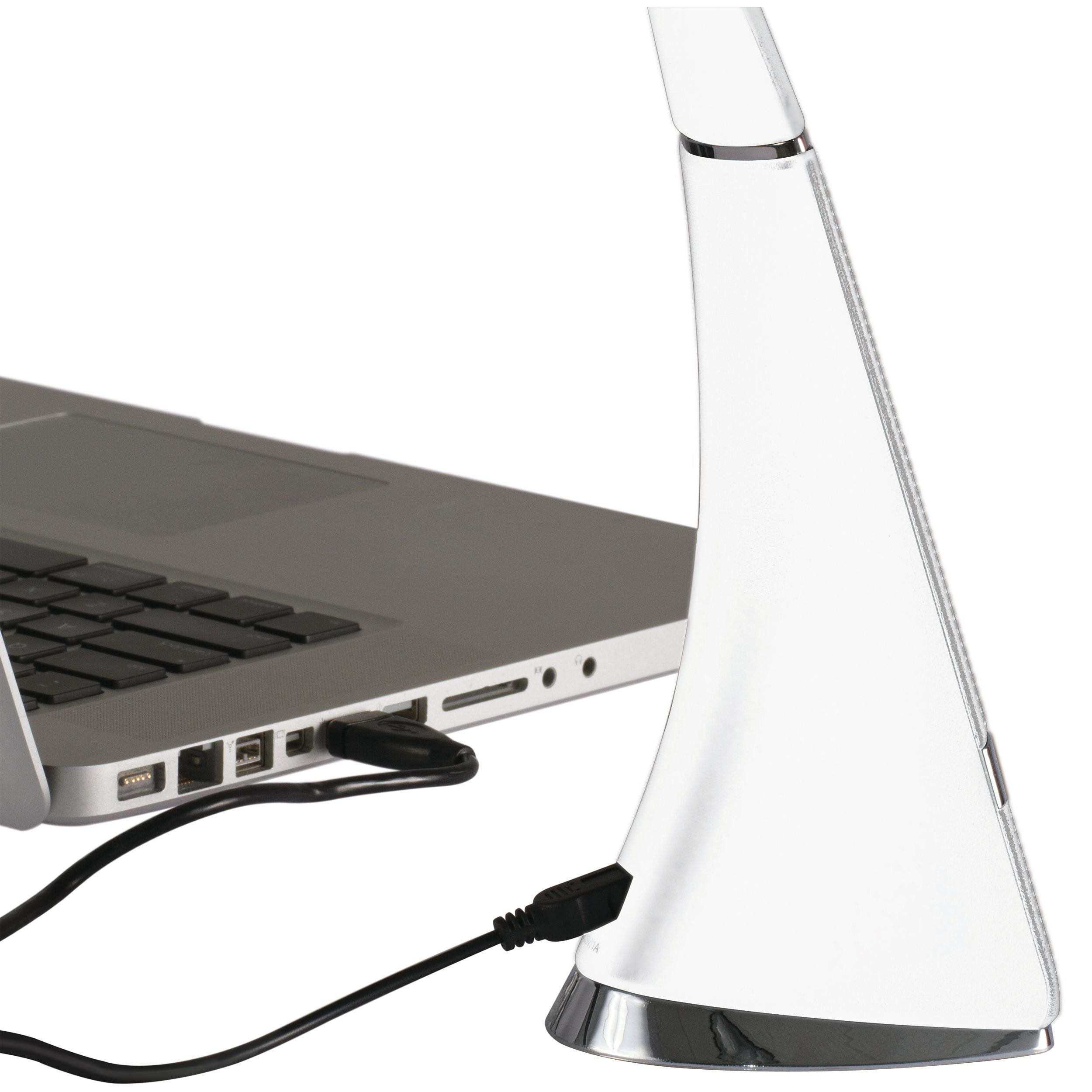 OttLite Wellness Series® Recharge LED Desk Lamp, White, Leather Look