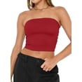 thumbnail image 3 of Women'S Tube Tops Strapless Crop Tops Basic Backless Sleeveless Going Out Outfits Summer Clothes Red XS, 3 of 10