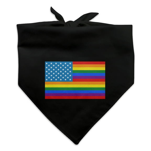 Gay Pride American Flag Rainbow Dog Pet Bandana - Black