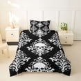 thumbnail image 2 of Homewish Spooky Halloween Skull Twin Duvet Cover,Retro Damask Twin Bedding,Black White,Black Reversible,2pcs,1 Duvet Cover and 1 Pillowcase, 2 of 6