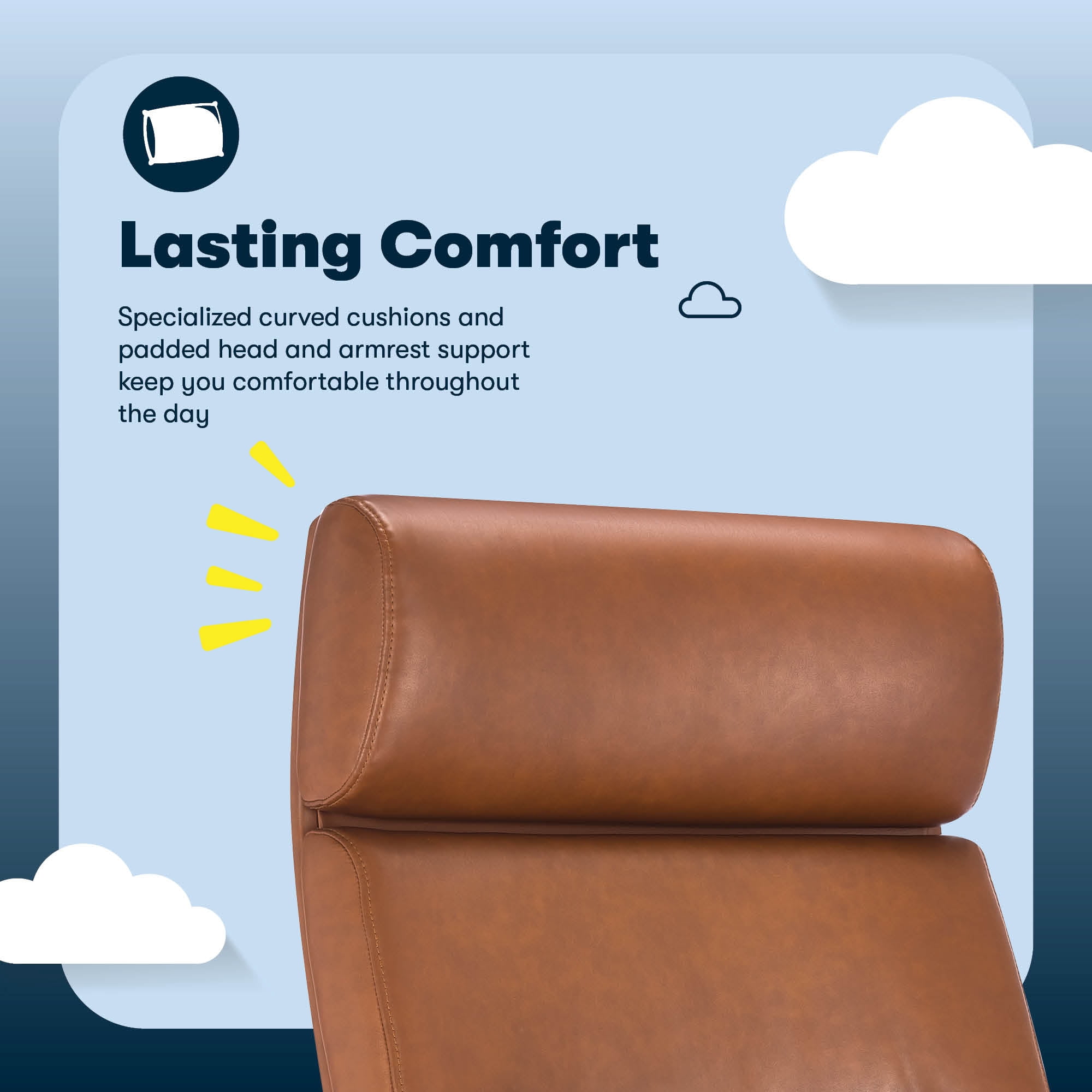Serta Comfort Executive Big & Tall Ergonomic Office Chair Bonded Leather Cognac