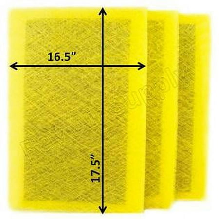 

RAYAIR SUPPLY 18x20 Replacement Filter Pads Compatible with Air Ranger Air Cleaner 18x20 Refills (3 Pack) YELLOW