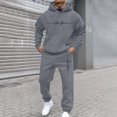 thumbnail image 6 of NEW YORK Men's Winter 2-Piece Sweatsuit, Solid Color Casual Sports Hoodie and Jogger Pants, Warm Fleece Lounge Set For Cold Weather Indoor Outdoor,Dark Gray,XL, 6 of 6