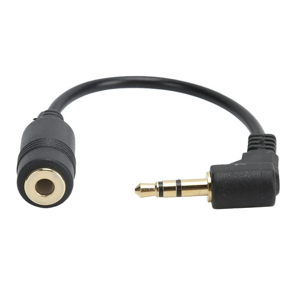 90 Degree Elbow 3-Pole 3.5mm Male to Female Earphone Audio Extension Cable - Black