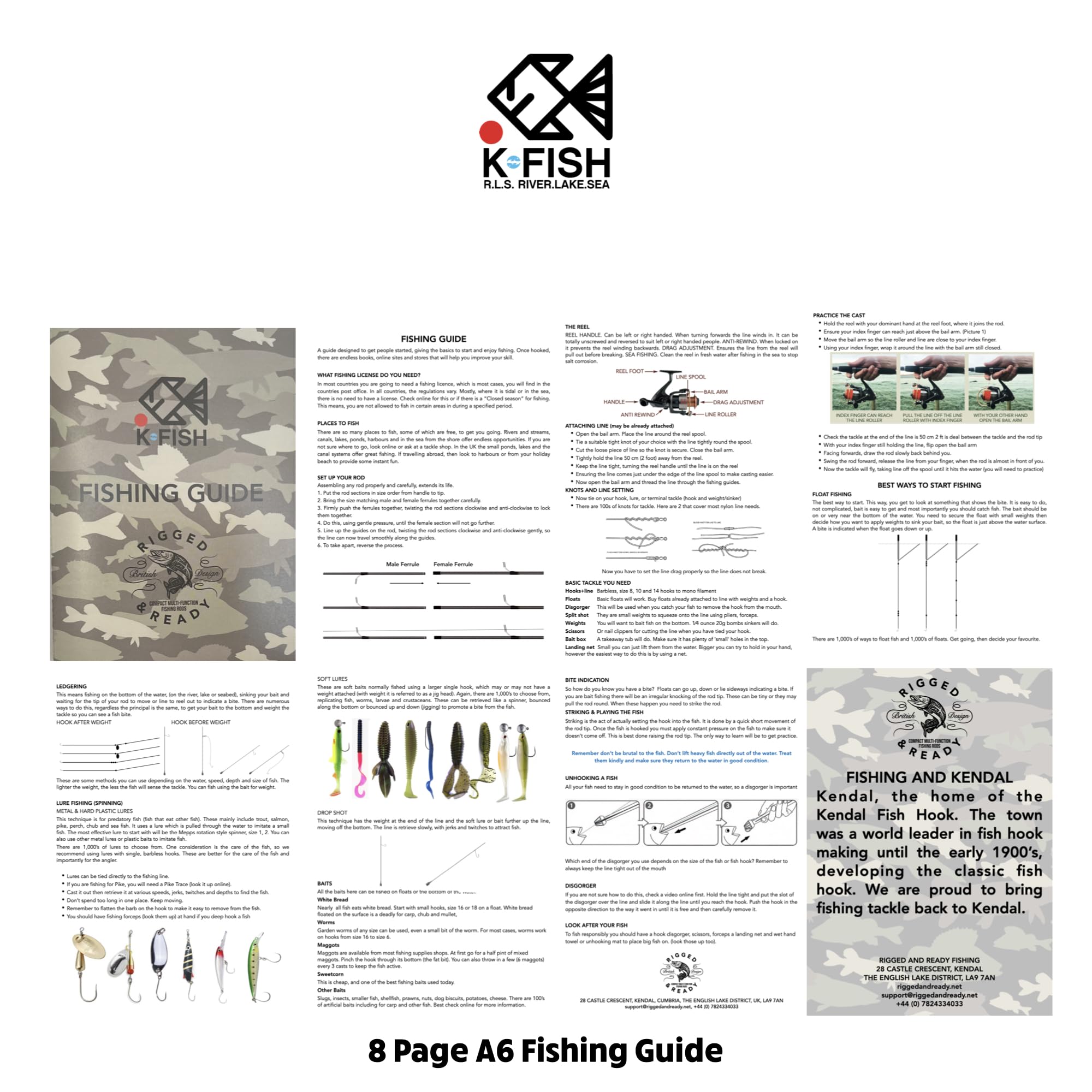 Rigged and Ready K-Fish Fishing Rod and Reel Combo Set with Line, Lures & Accessories + Angling Guide. 6ft Fish Pole Combination Saltwater freshwater (K-Fish Combination)