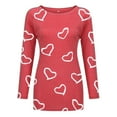 thumbnail image 3 of Tuphregyow Tops for Women Ladies Dressy Loose Tummy Hiding Long Sleeve Plus Size Tunic Top For Ladies Comfy Casual Pullover Blouse Round Neck Heart Graphic Long Swing T-Shirt Red XXXXL, 3 of 6