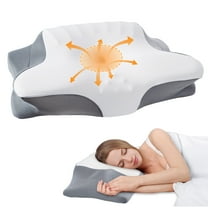 Cervical Neck Pillow for Neck Pain Relief, Memory Foam Bed Pillows for Side Back Stomach Sleepers, 24.8" x 15.75" x 5.1", Gray