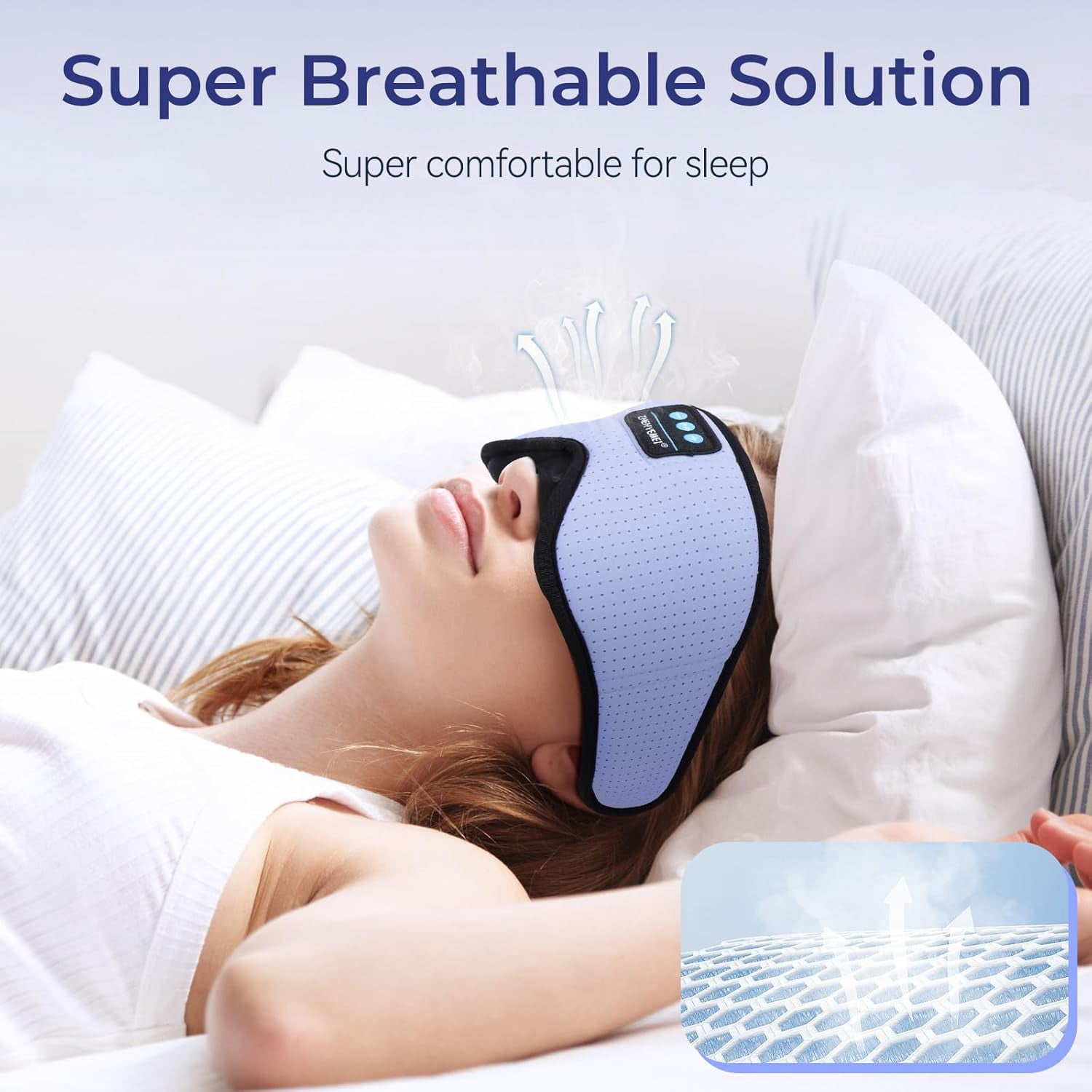 Sleep Mask with Bluetooth Wireless Music, Sleep Headphones with Timer, 3D Blackout Sleep Mask with Adjustable Straps for Side Sleepers, Wireless Music Eye Mask Speakers for Men Women,Purple
