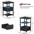 thumbnail image 3 of Homieasy Nightstand Set of 2 with Charging Station, End Table Bedside Table with LED Lights, Modern Nightstands with Drawers and Storage Shelf, Wood Night Stands for Bedroom, Living Room, Black, 3 of 9