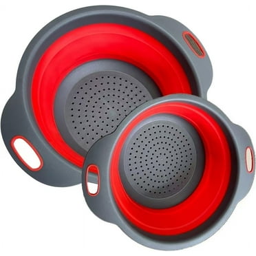 Collapsible Colanders, 2 Pieces Food-Grade Silicone Kitchen Folding Strainer Bowl