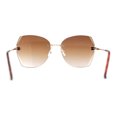 thumbnail image 4 of Womens Rimless Rhinestone Bevel Angular Lens Butterfly Sunglasses Gold Brown, 4 of 5