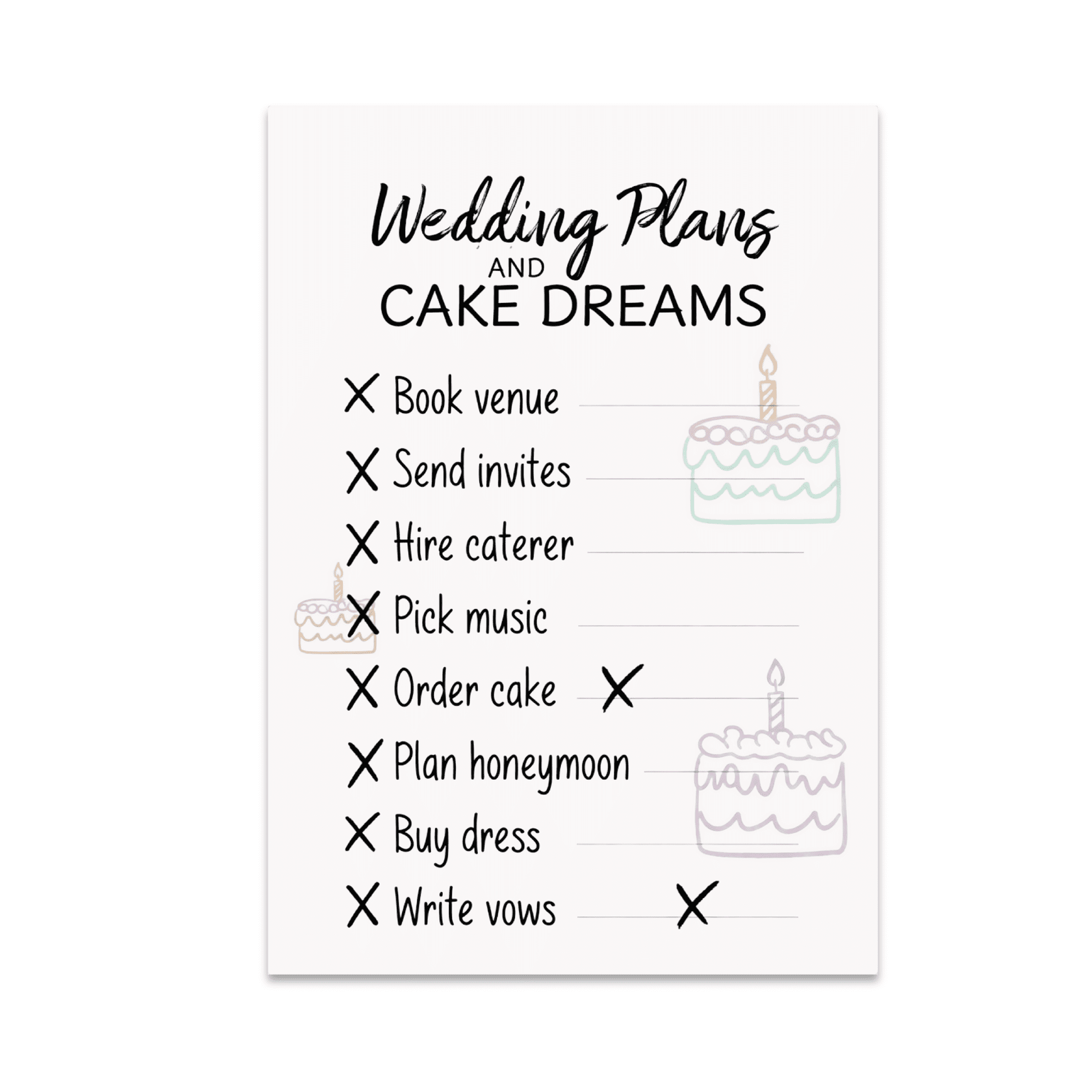Wedding Plans and Cake Dreams Checklist Art - Wedding Planner - 13x19 Poster Print