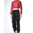 thumbnail image 3 of TiaoBug Kids Girls 2 Piece Hip Hop Street Dance Costume Outfits Fishnet Crop Top Cargo Pants Sport Outfits Red 6, 3 of 7