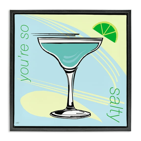 Stupell Industries You're So Salty Cocktail Food & Beverage Painting Black Floater Framed Canvas Art Print Wall Art, 18 x 18