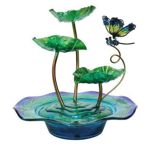 Coynes Nature's Garden Glass and Metal Dragonfly Fountain