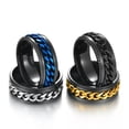 thumbnail image 4 of EOEMY Cool Stainless Steel Rotatable Men Ring Spinner Chain Punk Women Party Jewelry-12-Gold-1, 4 of 9