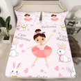 thumbnail image 1 of Erosebridal Ballet Dancer Fitted Sheet Queen, Kawaii Princess Fitted Sheet Set Queen, Cartoon Ribbon Bedding Queen Size, Microfiber Room Decorative, 3pcs（No Top Sheet）, 1 of 6