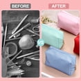 thumbnail image 6 of PU Leather Square Makeup Bag, Waterproof Cosmetic Organizer Bag Zipper Pouch Travel Toiletry Bag for Women for Makeup Brush Holder (Pink, Small), 6 of 8