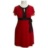 Women's Plus Contrast-Band Keyhole Jersey Dress