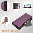 thumbnail image 3 of Allytechgroup for iPhone 16 Pro Max Flip Wallet Case, Support Wireless Charging PU Leather Shell with Credit Card Slots Shoulder Strap Shockproof Full Body Cover Bumper for Women Girls, Darkpurple, 3 of 7